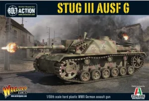 Warlord Bolt Action StuG III AUSF G German Assault Gun Tank 1:56 Tabletop Miniatures - Plastic Paintable Miniature WWII Soldiers Set, Unpainted Table Top 28mm Military Minifigures for Adults