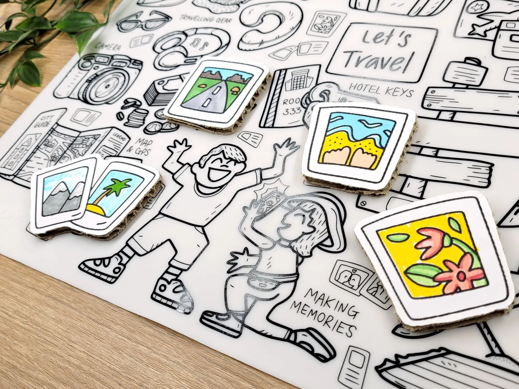 Washable Silicone Coloring Mat - Let's Travel