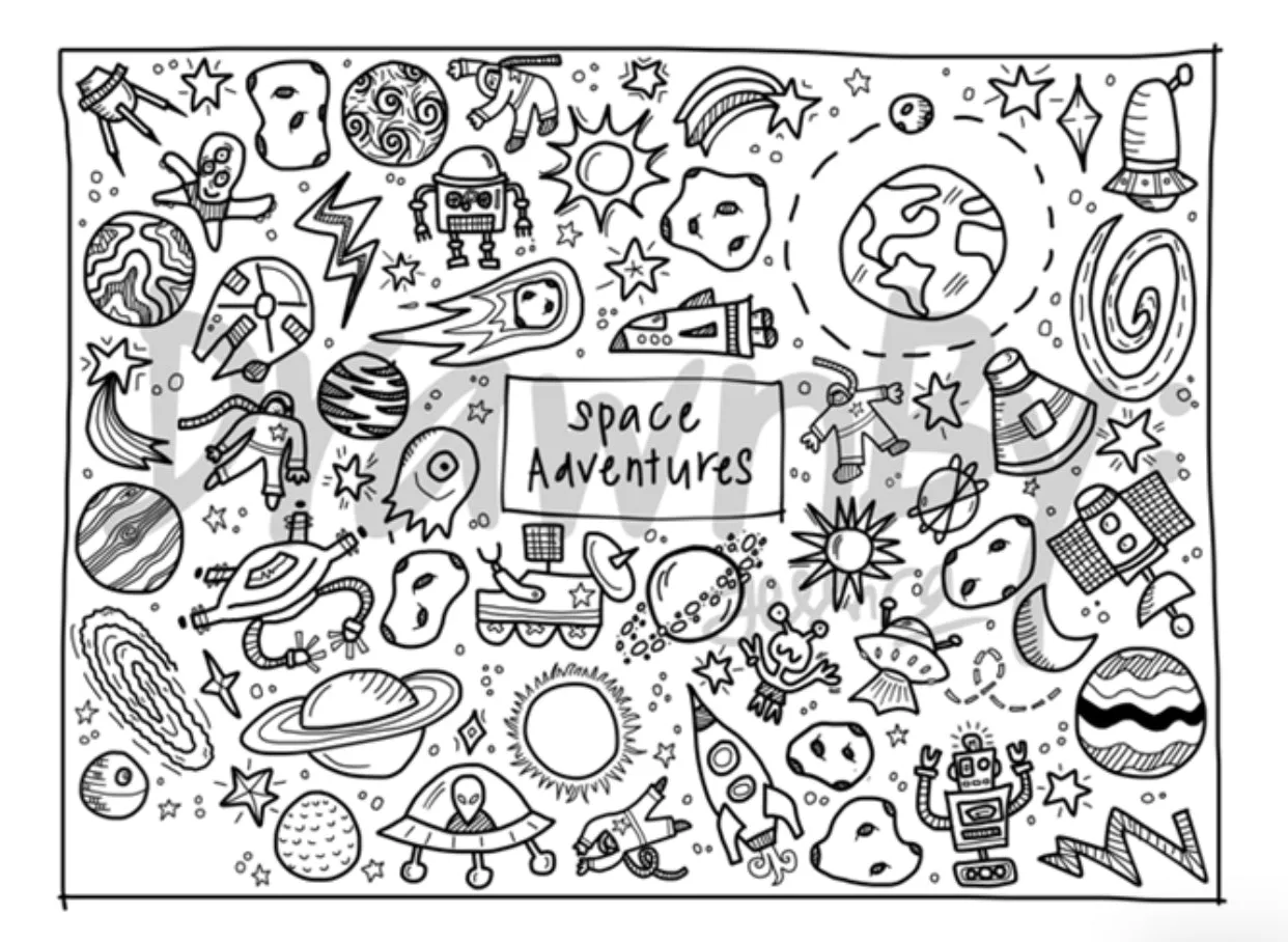 Washable Silicone Coloring Mat - Space Adventures