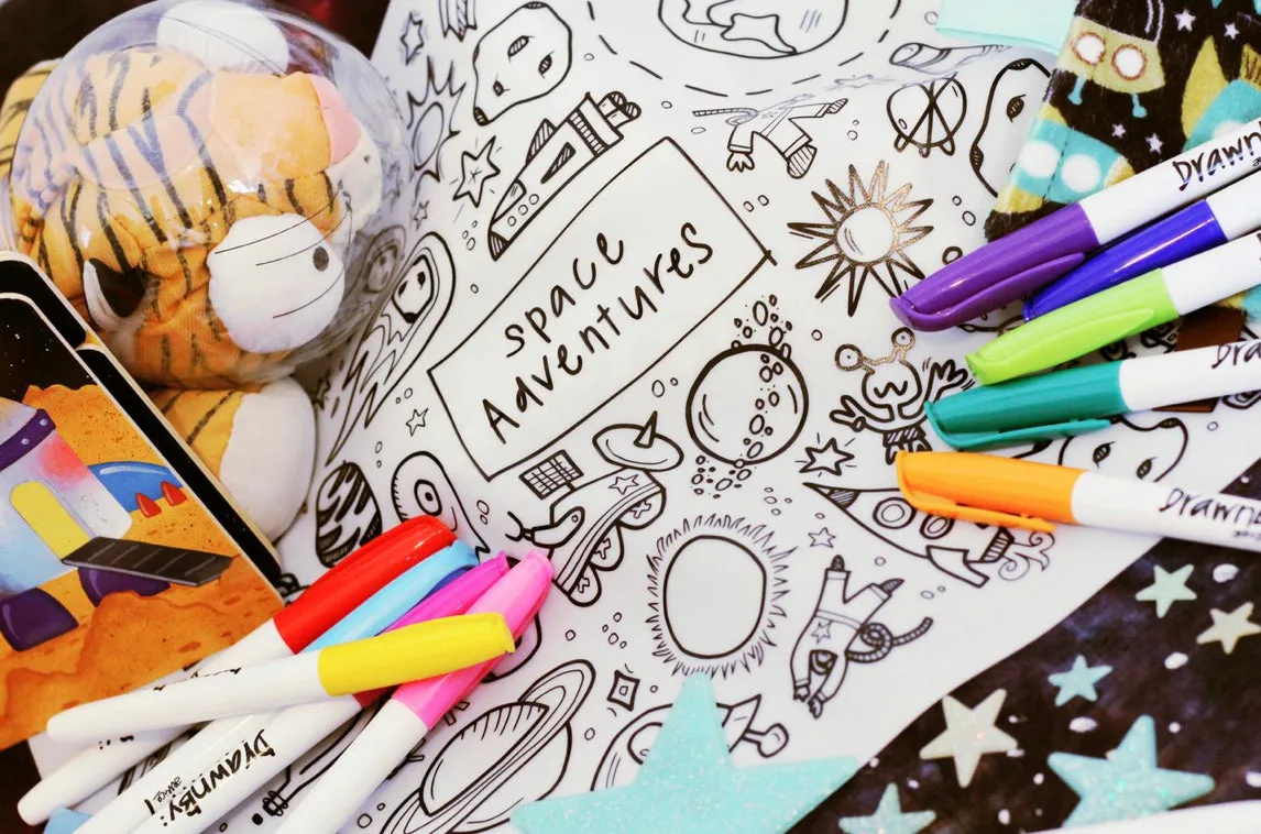 Washable Silicone Coloring Mat - Space Adventures