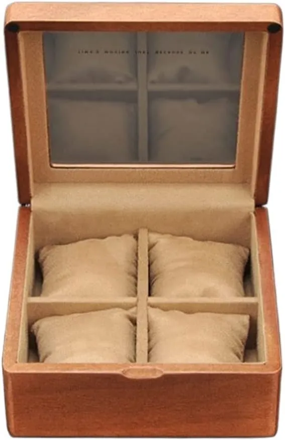 Watch Case Watch Roll Watch Winder Wooden Watch Box with Transparent Glass Top Cover, 4-Digit Storage Watch Box Watch Box Watch Organizer