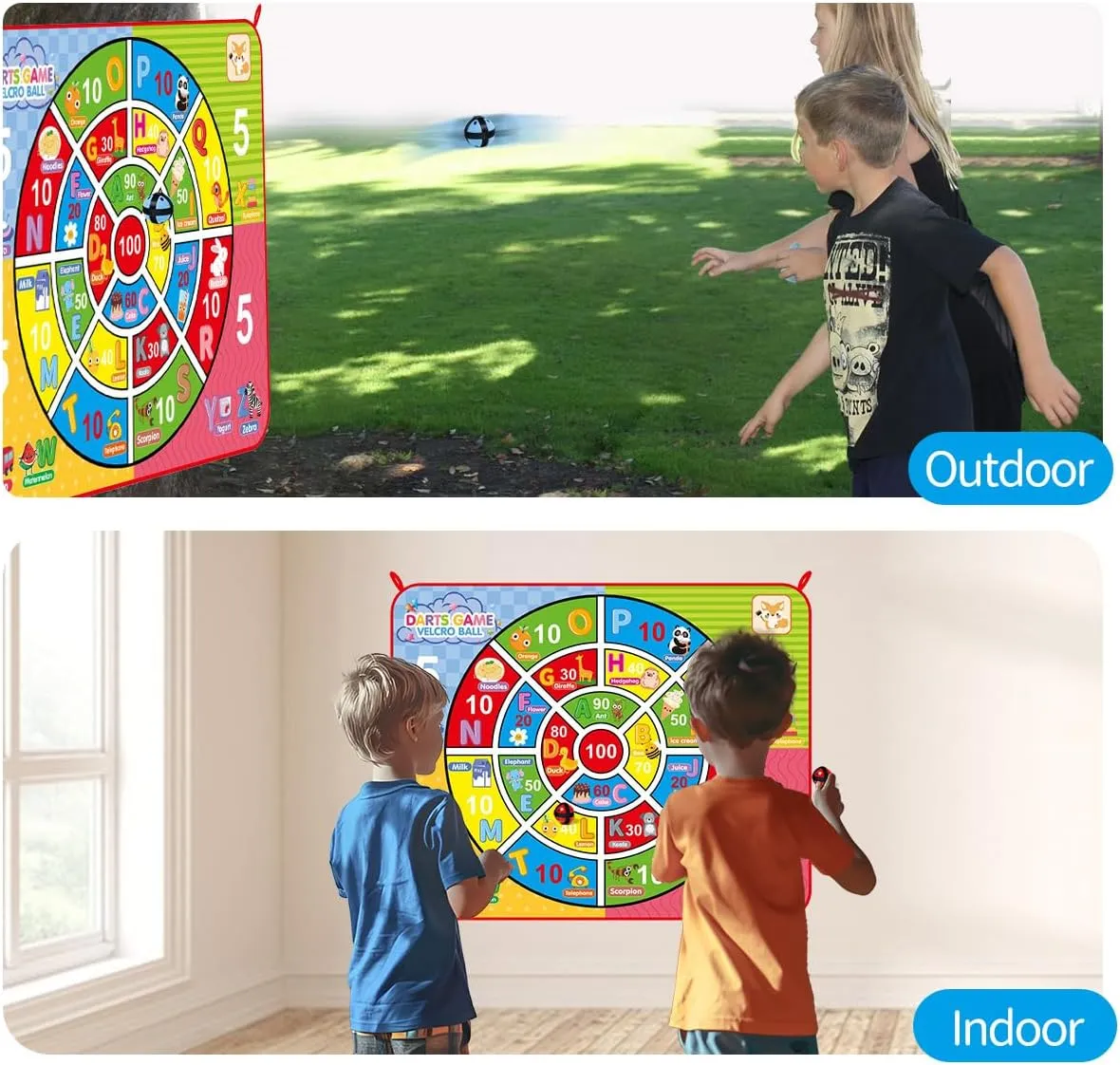 Water Doodle Mat & Dart Board Toddlers Toys for 2-4 Large Painting Drawing Water Color Mat for Kid Educational Toys Mess Free Reusable Magic Mat Birthday Gift for 2 3 4 5 7 Years Old Boy Girl