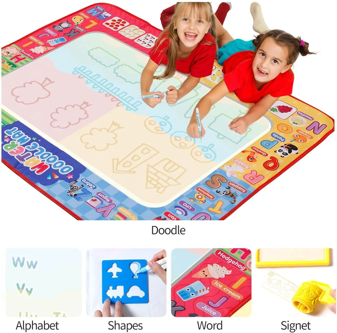 Water Doodle Mat & Dart Board Toddlers Toys for 2-4 Large Painting Drawing Water Color Mat for Kid Educational Toys Mess Free Reusable Magic Mat Birthday Gift for 2 3 4 5 7 Years Old Boy Girl