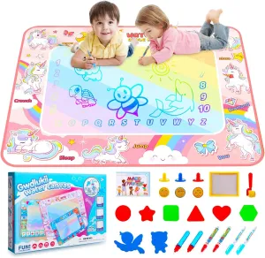 Water Doodle Mat Drawing Board Painting Sets for Toddlers Kids Educational Toys Gifts for Girls 3 4 5 6 7 8 Years Old Pink Style