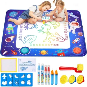 Water Doodle Mat for Toddlers, Learning Sensory Educational Toys for Kids 3  Ages, Painting Writing Doodle Mat Baby Birthday Gifts, Kids Coloring Drawing Pad Mat for Girl & Boy 3-5 Year Old