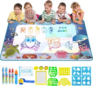 Water Doodle Mat,Kids Painting Mat, Toddlers Drawing Writing Toys,Reusable Coloring Mat, Birthday Christmas Gifts for 3 4 5 6 7 8 Years Old Boys Girls, 60 x 40 Inches - Ocean