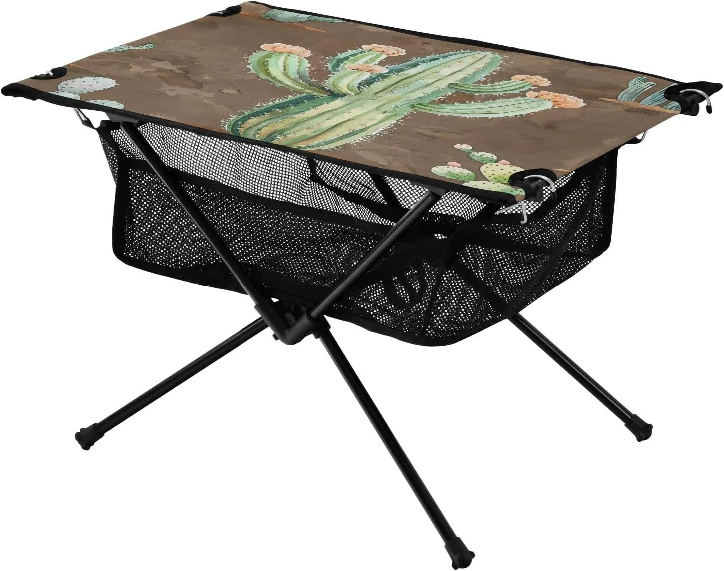 Watercolor Cactus Portable Folding Camping Table, Compact Lightweight Beach Table with Carrying Bag for Outdoor Picnics, BBQs, Camp