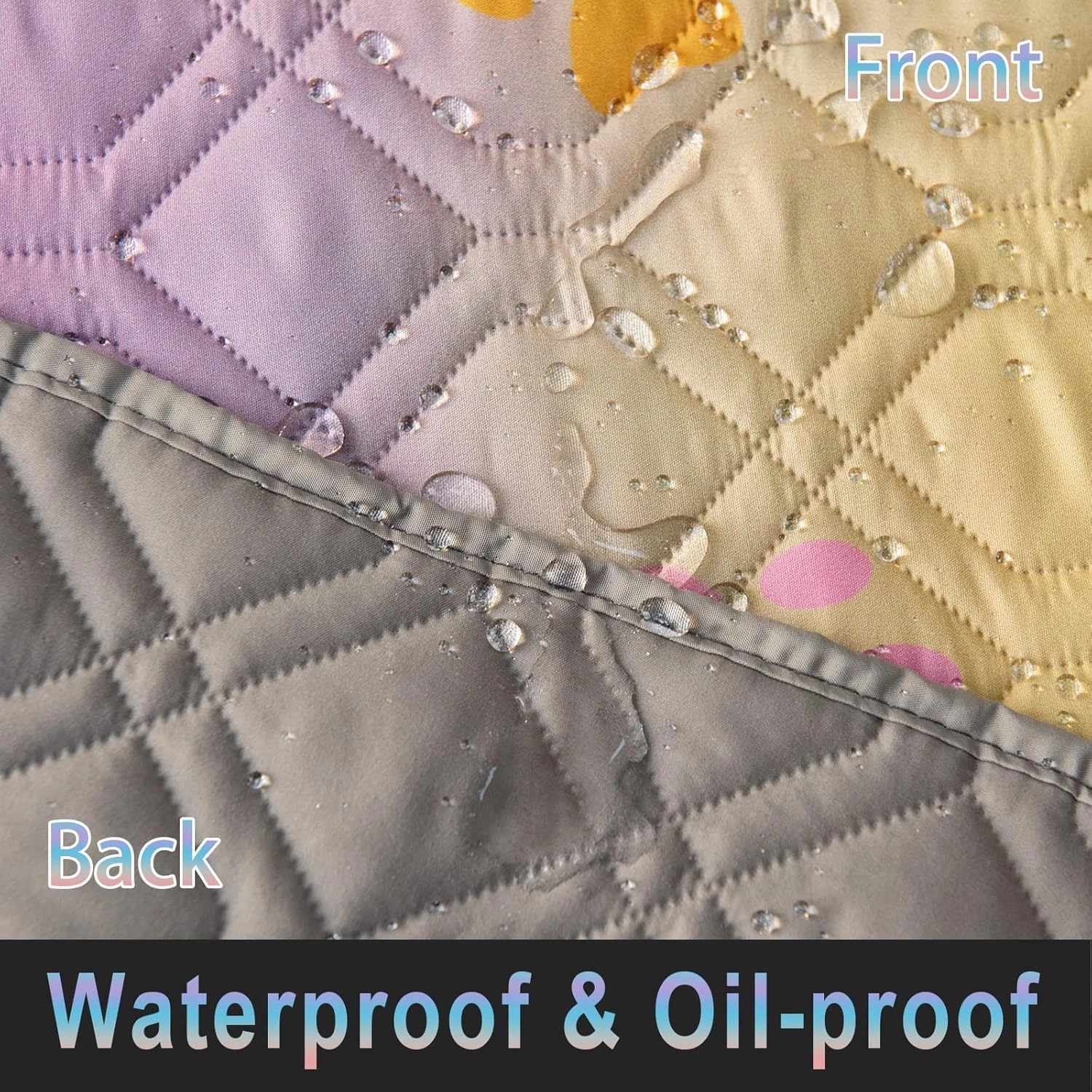 Waterproof Dog Bed Cover 30x70 inch Reversible Pad Reusable Camping Mat for Kids/Pet/Dog/Cat Washable Geometric Embroidery Blanket Patchwork Rainbow Dog Paw Printed Gray