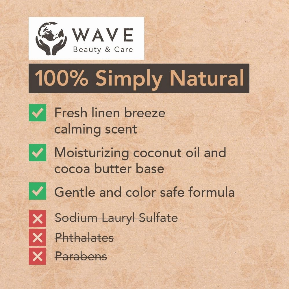 Wave Argan Oil Shampoo Bar - Moisturizing & Handmade Vegan Bar for Shiny Hair, Natural, Organic & Non-GMO Shampoo for Women & Men, 2.3 oz, Long-Lasting (80-120 Uses)