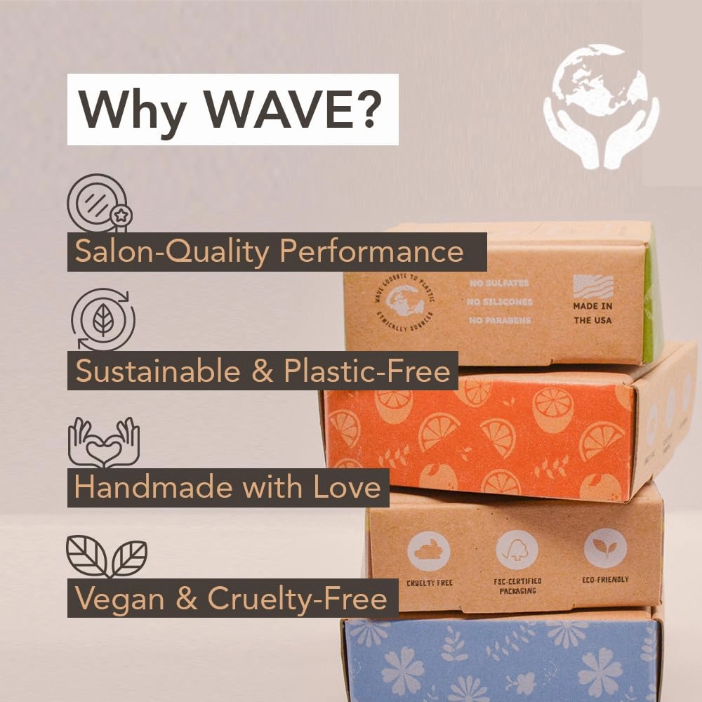 Wave Argan Oil Shampoo Bar - Moisturizing & Handmade Vegan Bar for Shiny Hair, Natural, Organic & Non-GMO Shampoo for Women & Men, 2.3 oz, Long-Lasting (80-120 Uses)