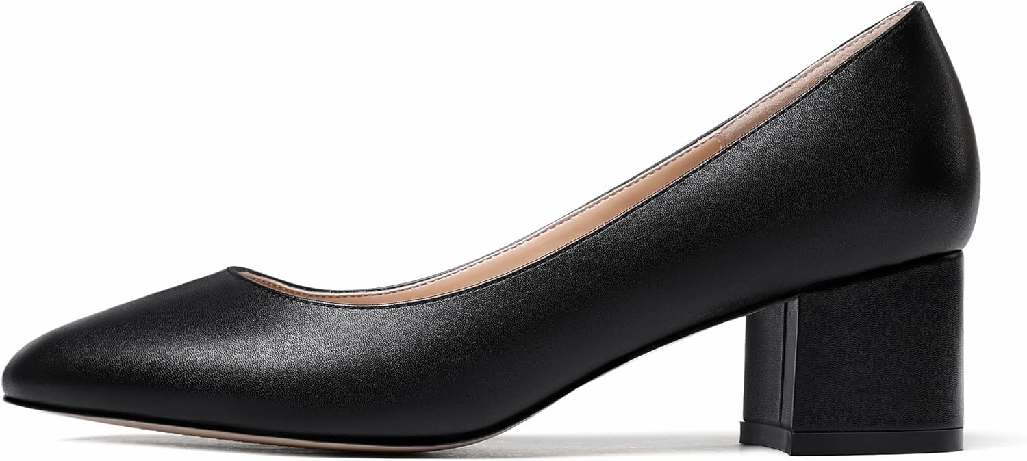 WAYDERNS Women's Matte Round Toe Slip On Block Chunky Low Heel Pumps Shoes 2 Inch