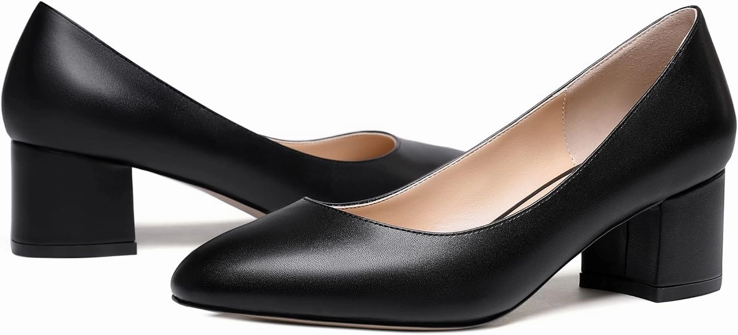 WAYDERNS Women's Matte Round Toe Slip On Block Chunky Low Heel Pumps Shoes 2 Inch