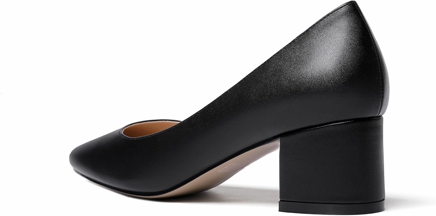 WAYDERNS Women's Matte Round Toe Slip On Block Chunky Low Heel Pumps Shoes 2 Inch