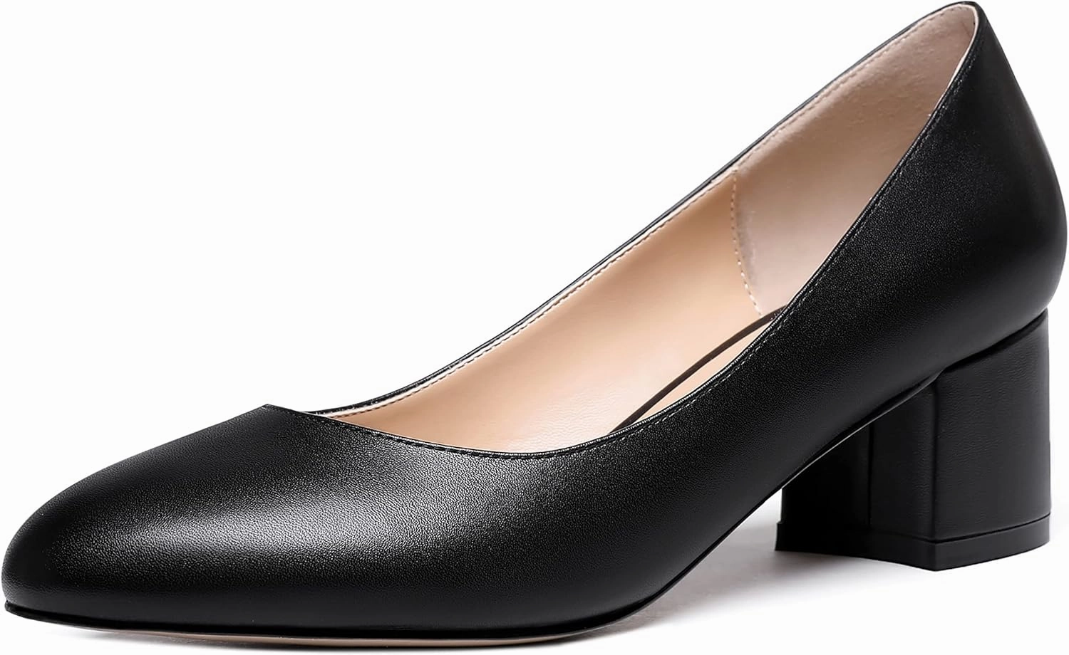 WAYDERNS Women's Matte Round Toe Slip On Block Chunky Low Heel Pumps Shoes 2 Inch