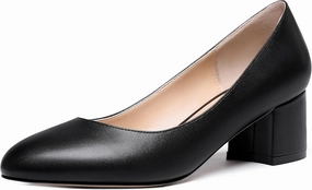 WAYDERNS Women's Matte Round Toe Slip On Block Chunky Low Heel Pumps Shoes 2 Inch