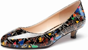 WAYDERNS Women's Patent Round Toe Slip On Low Kitten Heel Pumps Offress Work Dress Shoes 1.5 Inch