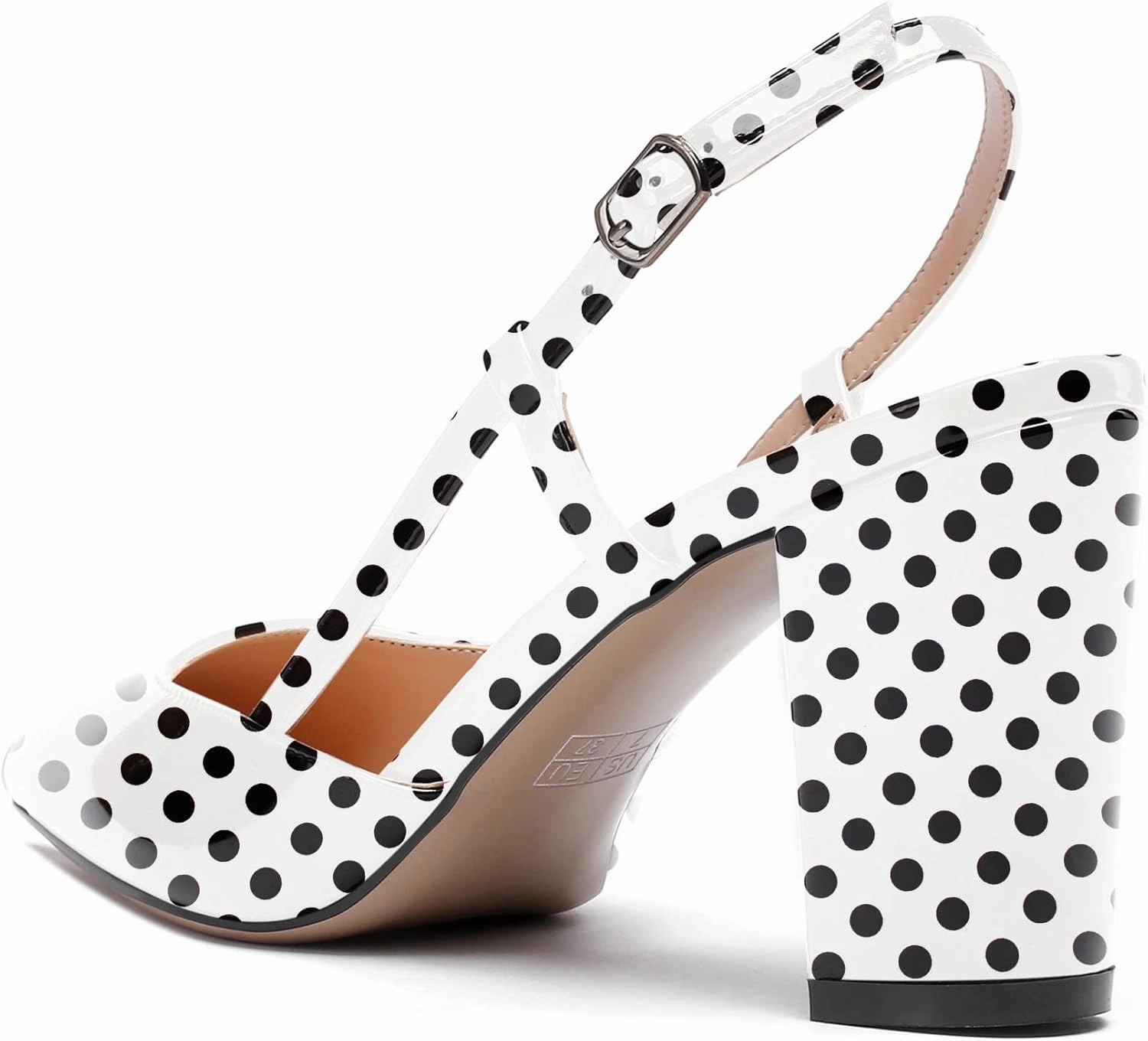 WAYDERNS Women's Slingback Pointed Toe Patent Ankle Strap Block High Heel Pumps Wedding Event Dress Shoes 3 Inch