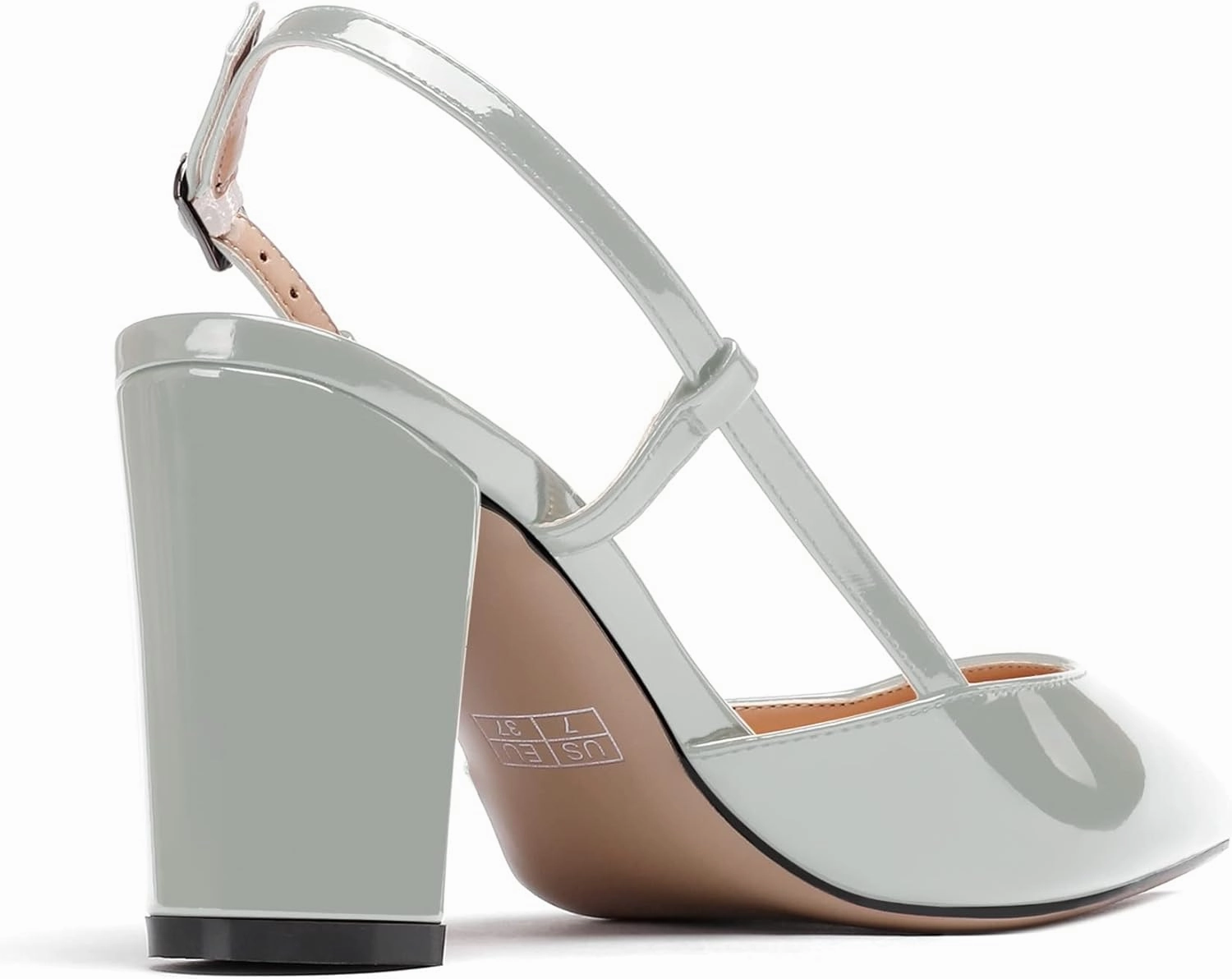 WAYDERNS Women's Slingback Pointed Toe Patent Ankle Strap Block High Heel Pumps Wedding Event Dress Shoes 3 Inch
