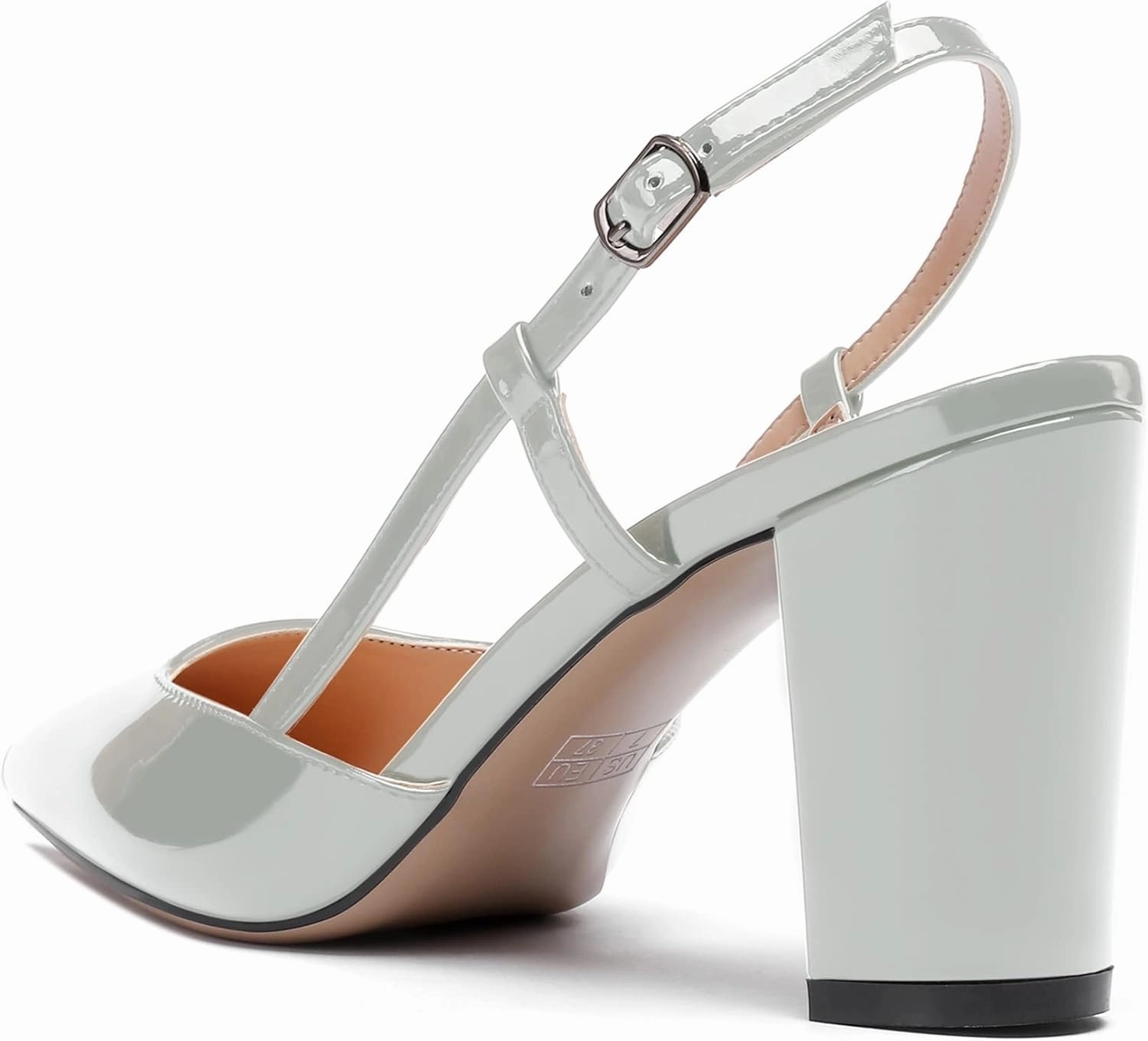 WAYDERNS Women's Slingback Pointed Toe Patent Ankle Strap Block High Heel Pumps Wedding Event Dress Shoes 3 Inch