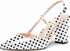WAYDERNS Women's Slingback Pointed Toe Patent Ankle Strap Block High Heel Pumps Wedding Event Dress Shoes 3 Inch