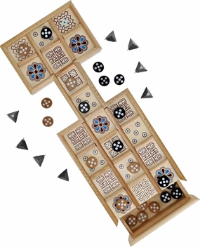 WE Games Royal Game of UR - Ancient Strategy Two-Player Board Game with 13.5” x 5.5” Wood Board & Storage Drawers, Ideal for History Enthusiasts