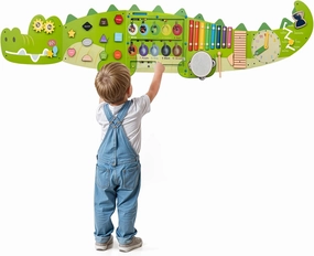 Weihnacht Crocodile Wall Busy Board Panels,11-in-1 Montessori Sensory Toys, Toddler Learning Activity Center,Montessori Philosophy Sensory, Educational Toys, Conducive to All-Round Development