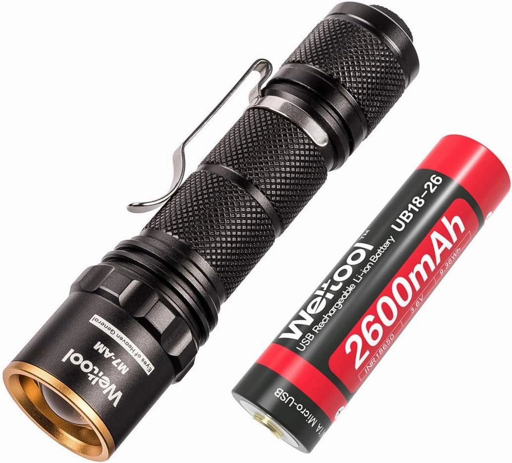 Weltool M7-AM Amber Light Even-Beam Flashlight Dark Adaptation Serie Preserves Night Vision for Aviation, Astronomy, Camping, Hunting, Turtle Watching