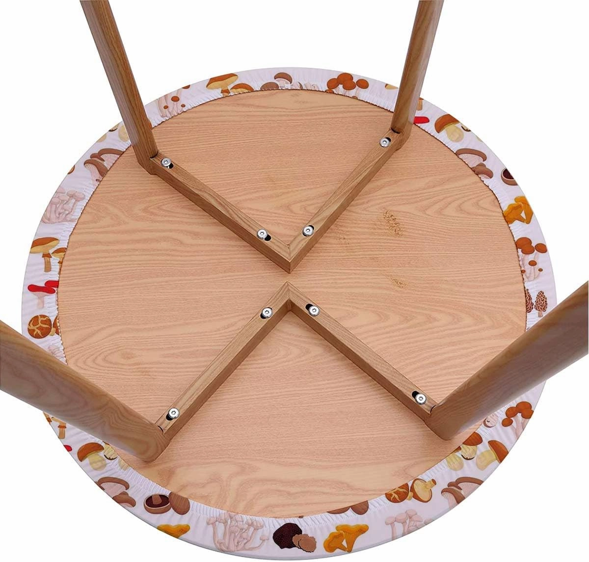 White Brown Yellow Round Fitted Table Cloth Cover Elastic ​Edged Mushroom Pattern Types Fitted Table Cloths Cover Mat Fit for 40"-43" Diameter Table Cartoon