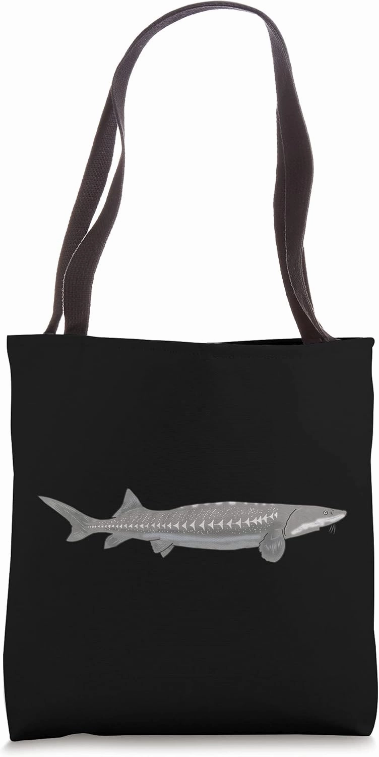 White Sturgeon Fishing Graphic Freshwater Fish Angler Tote Bag