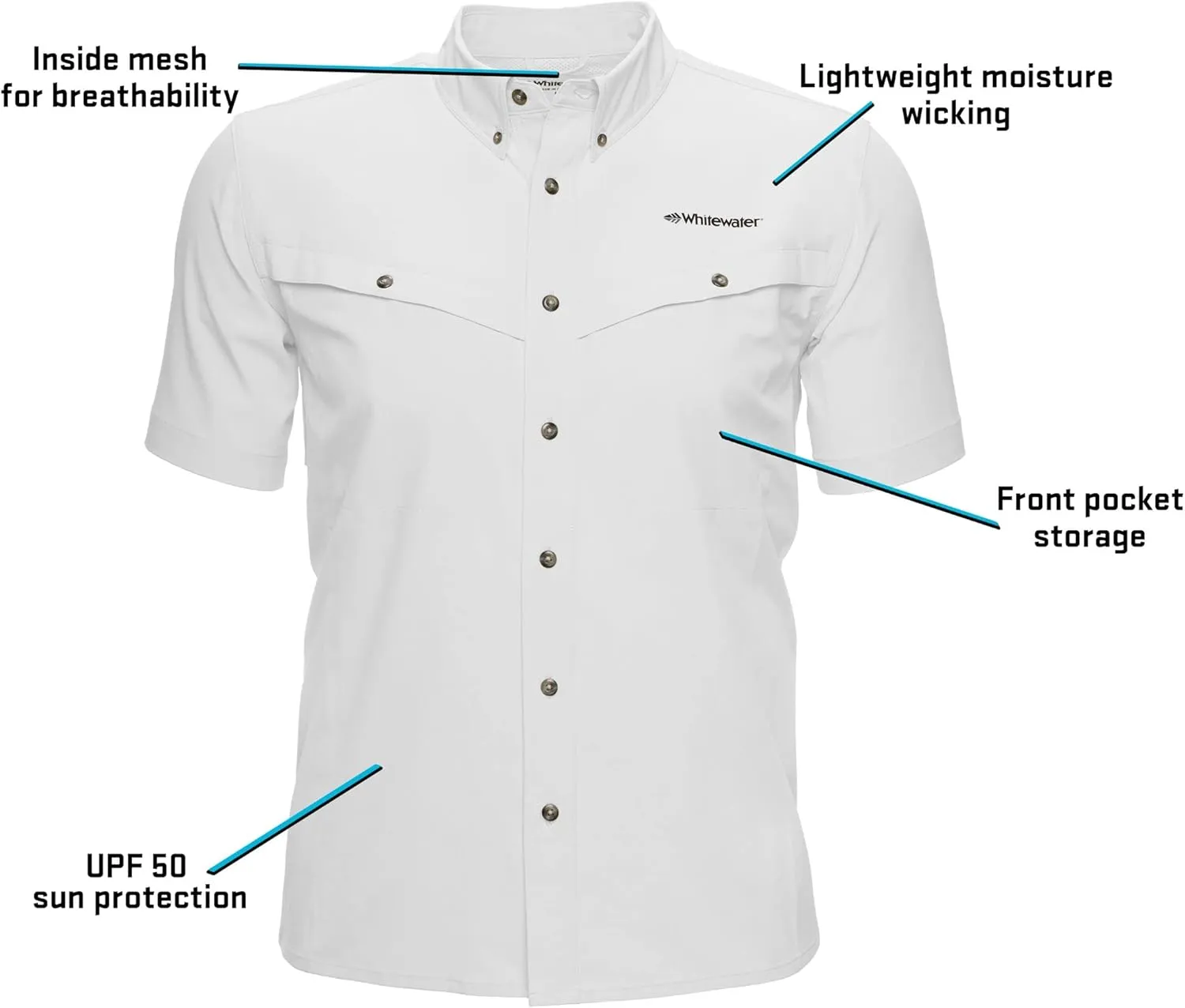 Whitewater Lightweight Moisture Wicking Short Sleeve Shirt with UPF 50