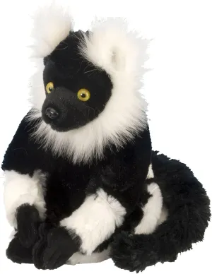Wild Republic Black and White Lemur, Cuddlekins Mini, Stuffed Animal, 8 inches, Gift for Kids, Plush Toy, Fill is Spun Recycled Water Bottles