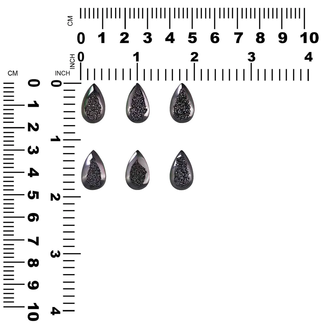 Window Drusy Black Knight Pear Cabochon 16mm