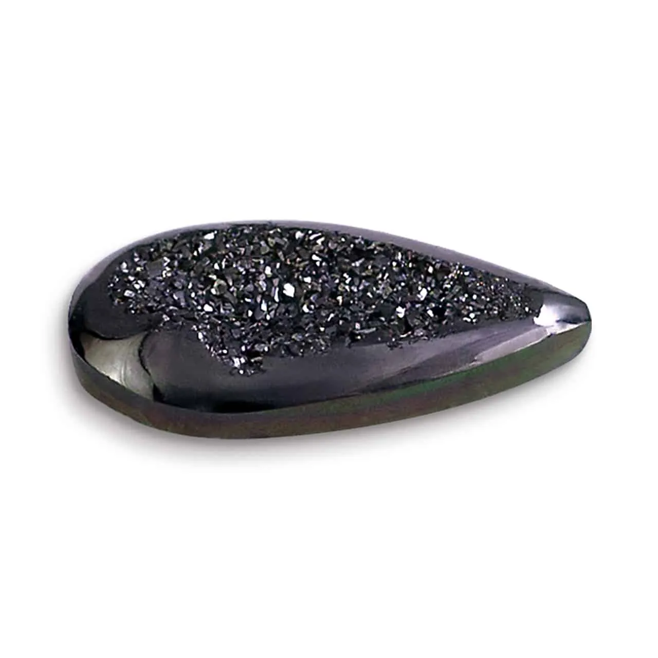 Window Drusy Black Knight Pear Cabochon 16mm