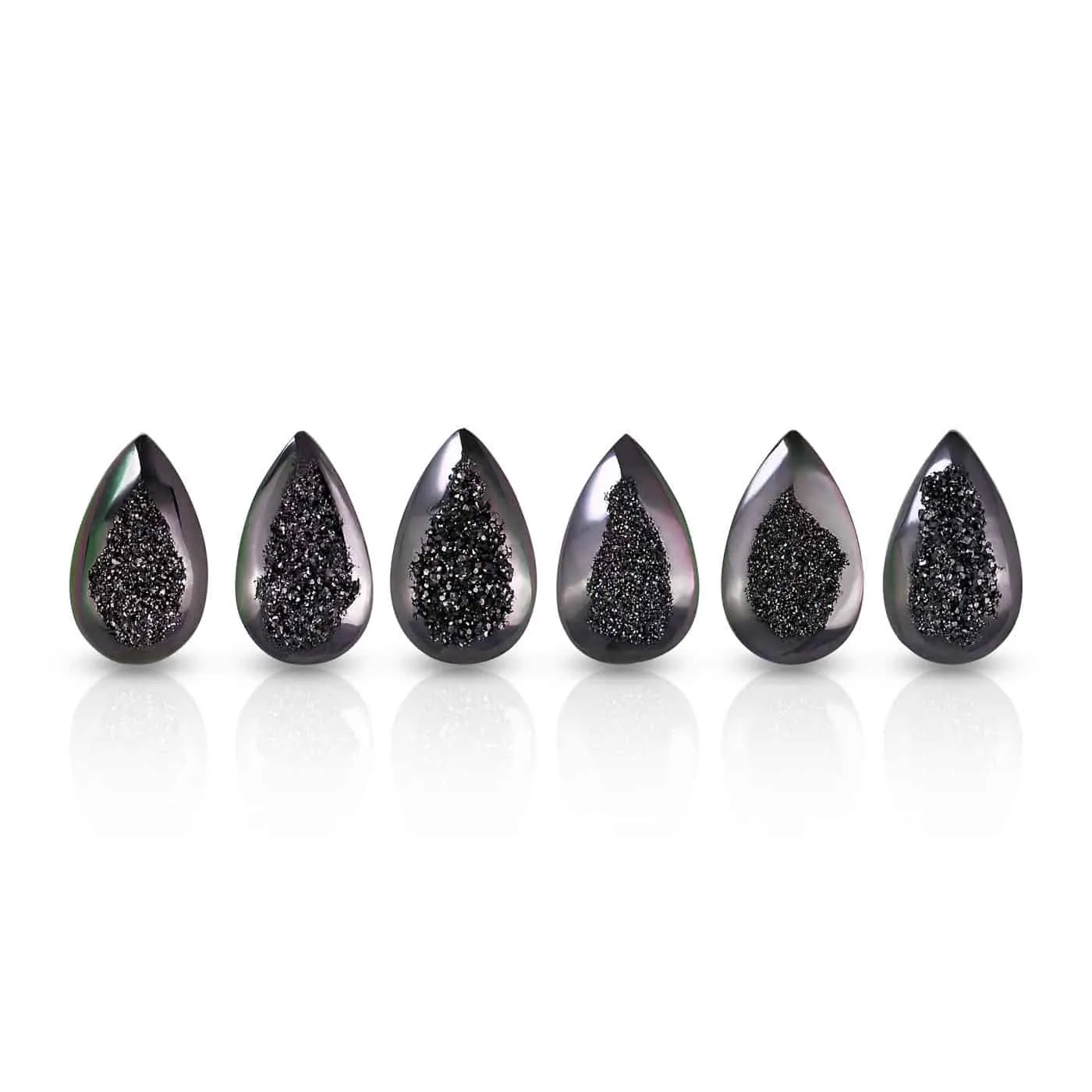 Window Drusy Black Knight Pear Cabochon 16mm