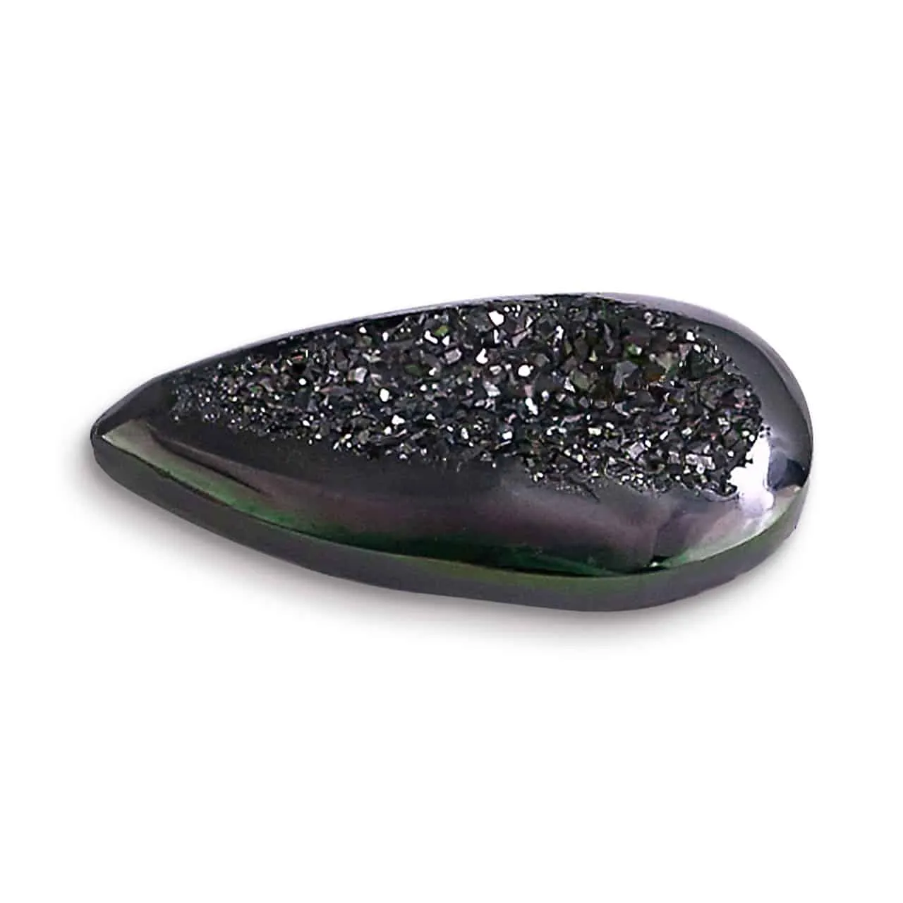 Window Drusy Black Knight Pear Cabochon 16mm