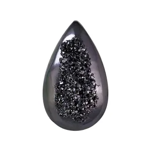 Window Drusy Black Knight Pear Cabochon 16mm