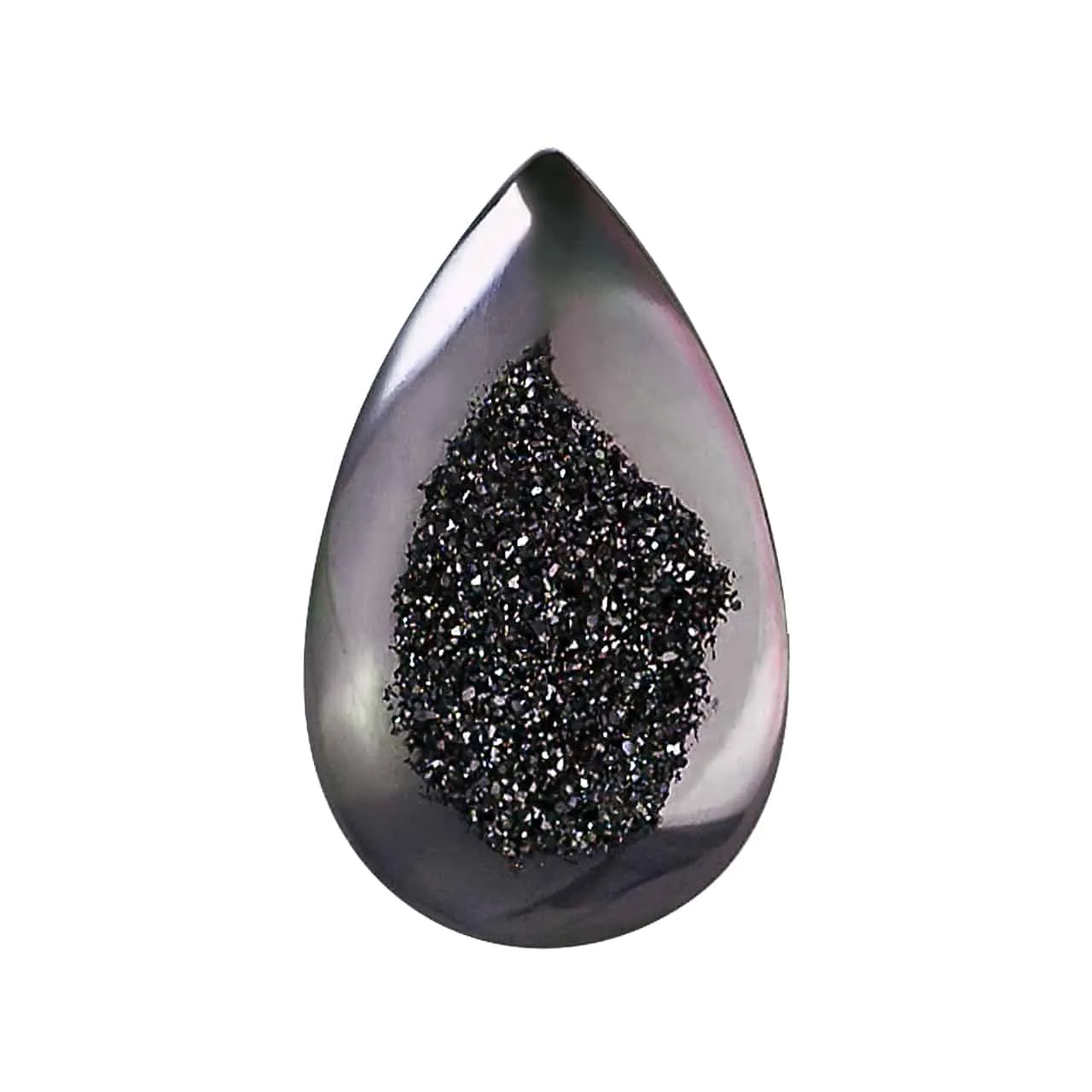 Window Drusy Black Knight Pear Cabochon 16mm