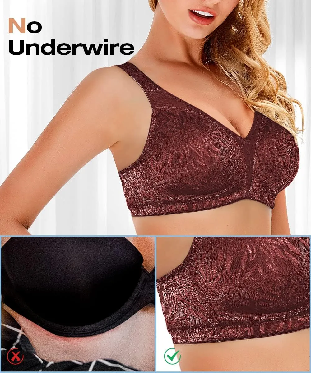Wingslove Women's Wireless Minimizer Bra Plus Size Non-Padded Soft Full Figure Bra