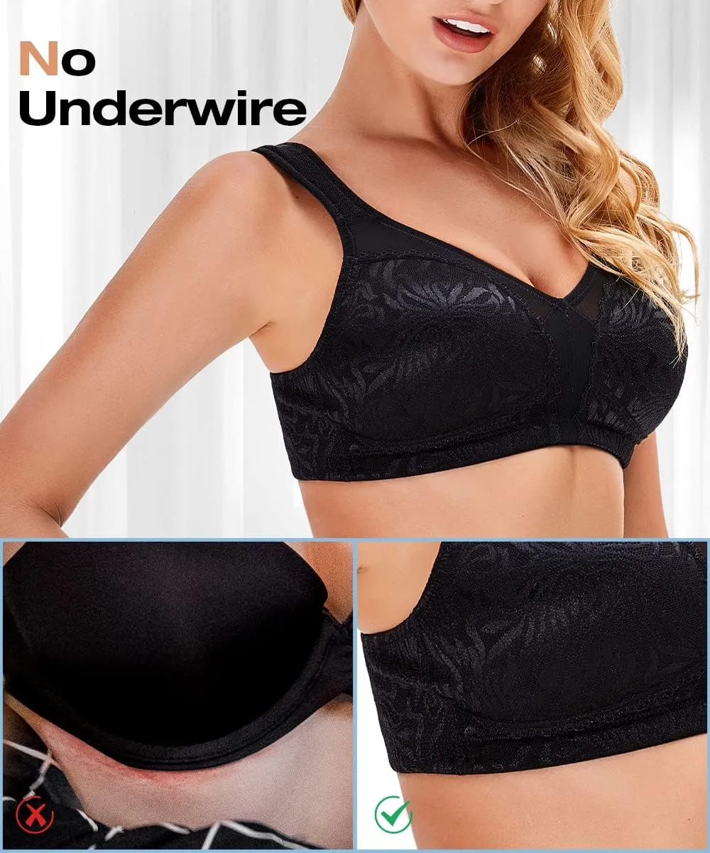 Wingslove Women's Wireless Minimizer Bra Plus Size Non-Padded Soft Full Figure Bra