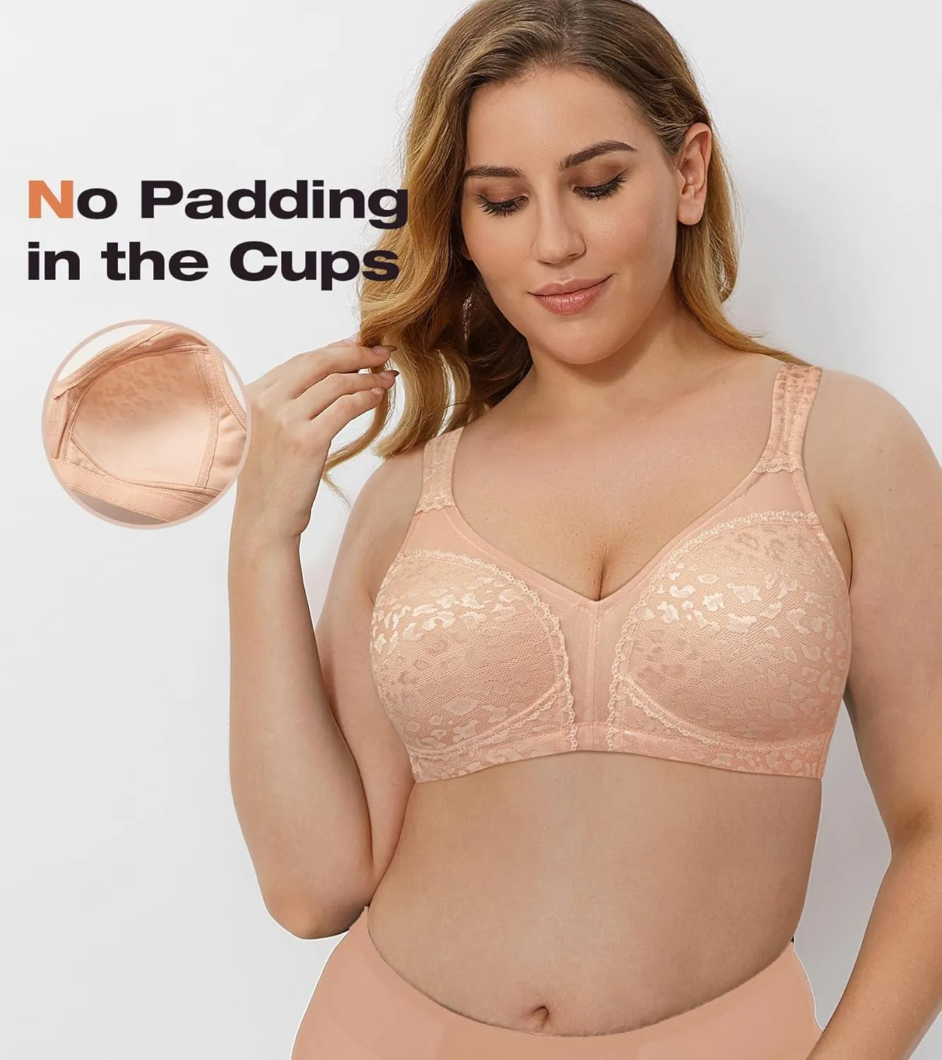 Wingslove Women's Wireless Minimizer Bra Plus Size Non-Padded Soft Full Figure Bra