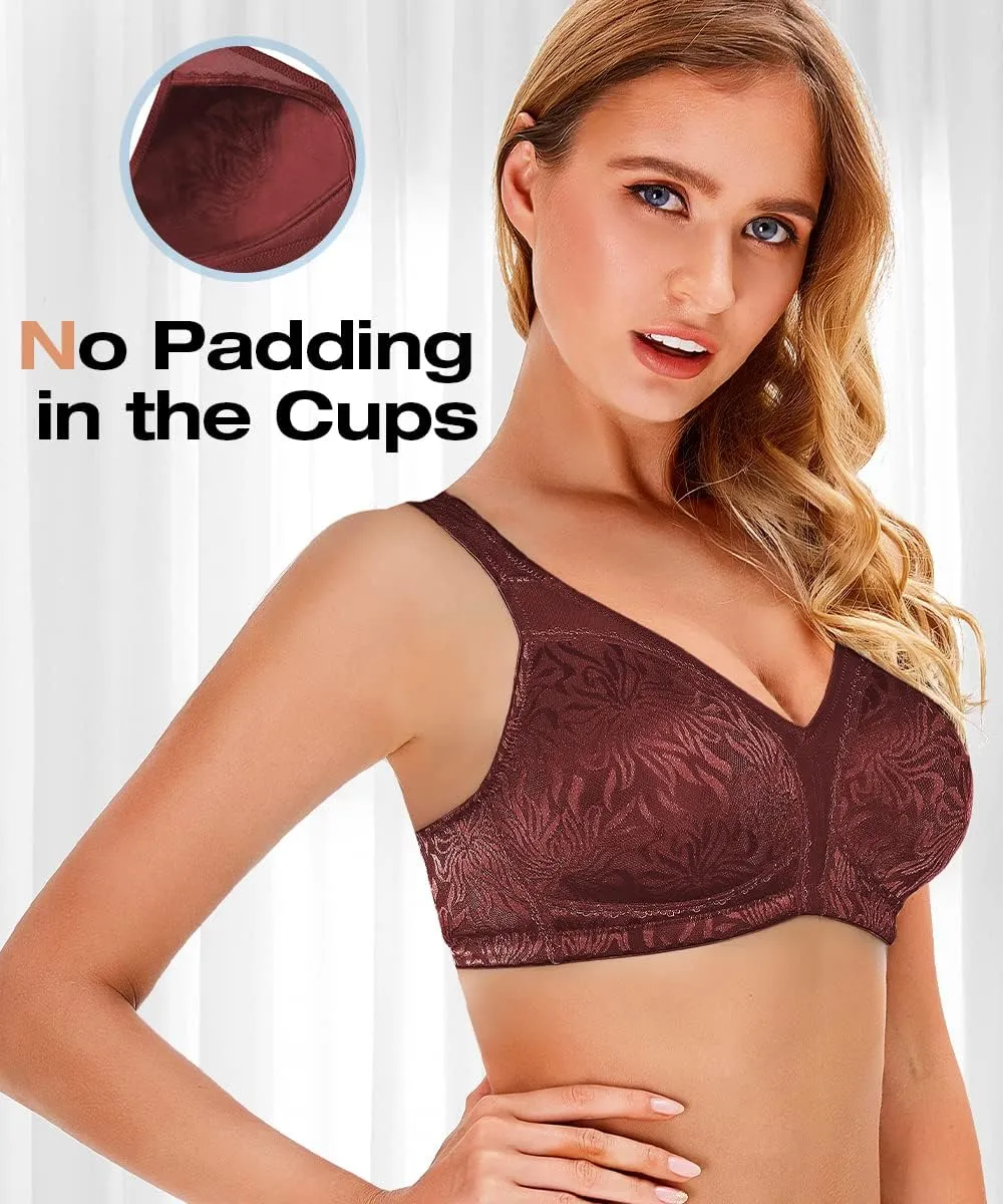 Wingslove Women's Wireless Minimizer Bra Plus Size Non-Padded Soft Full Figure Bra