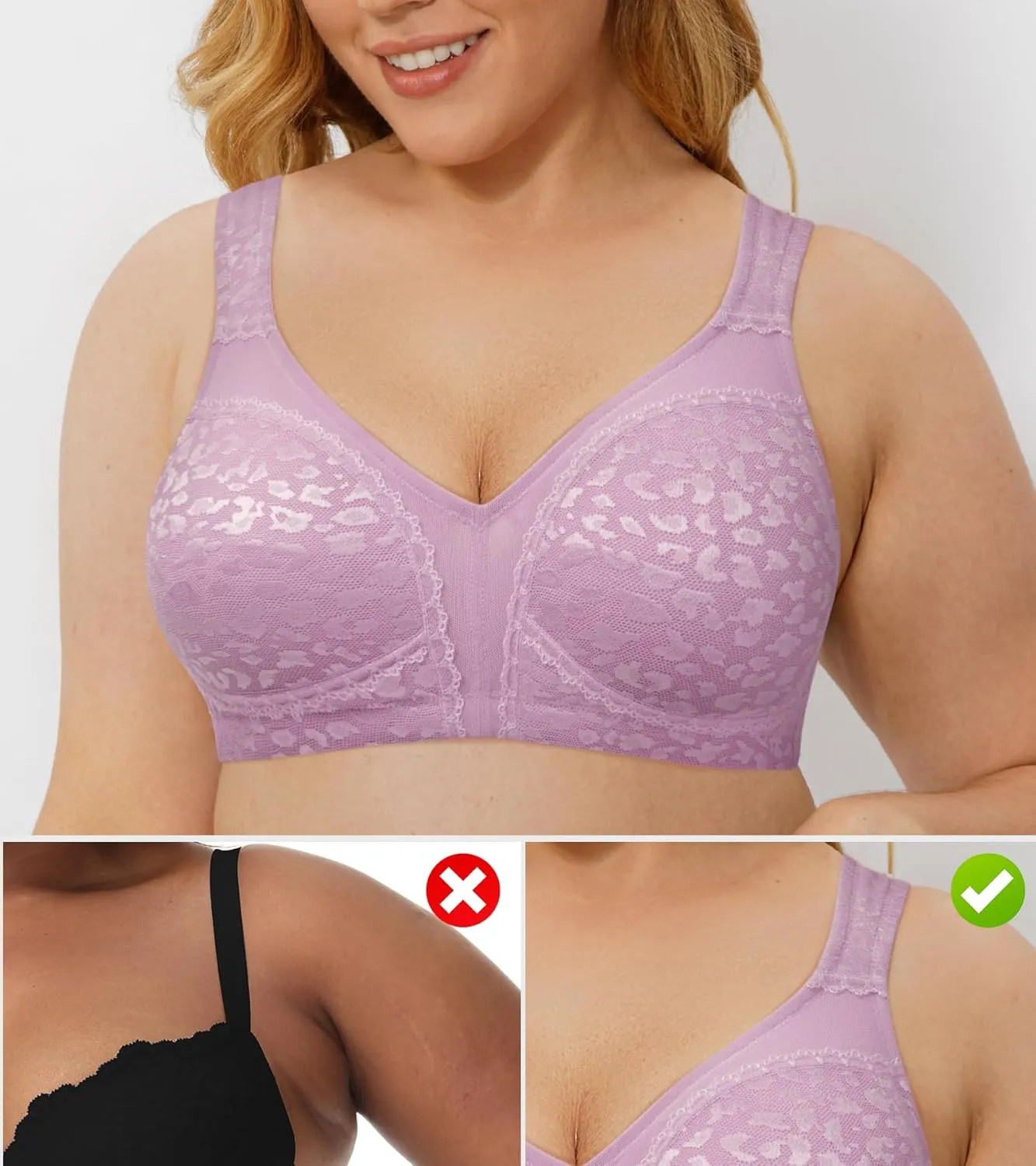 Wingslove Women's Wireless Minimizer Bra Plus Size Non-Padded Soft Full Figure Bra