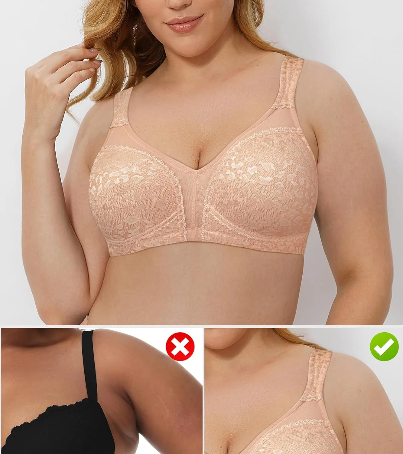 Wingslove Women's Wireless Minimizer Bra Plus Size Non-Padded Soft Full Figure Bra