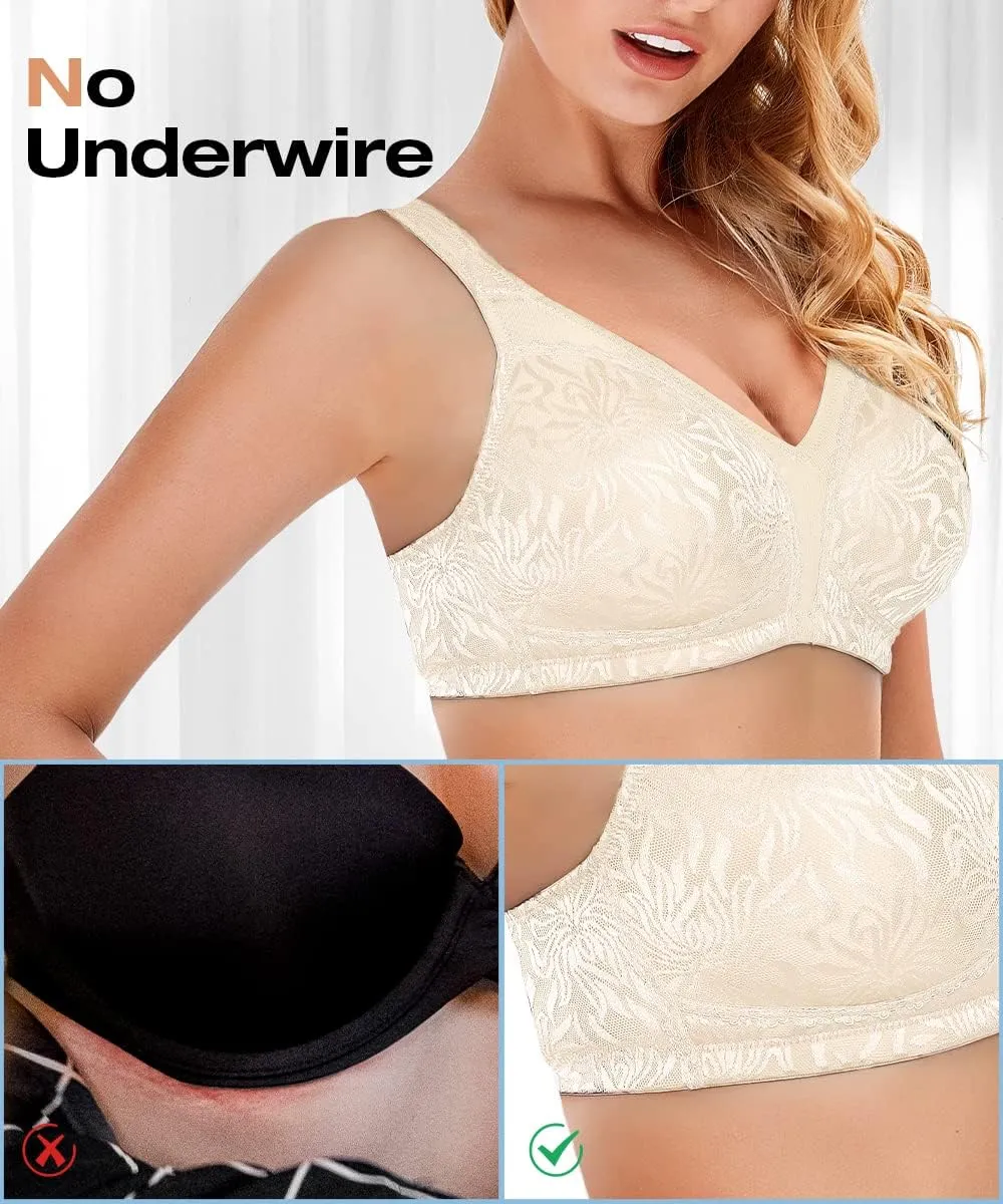 Wingslove Women's Wireless Minimizer Bra Plus Size Non-Padded Soft Full Figure Bra