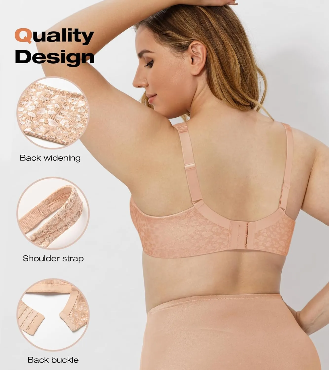 Wingslove Women's Wireless Minimizer Bra Plus Size Non-Padded Soft Full Figure Bra