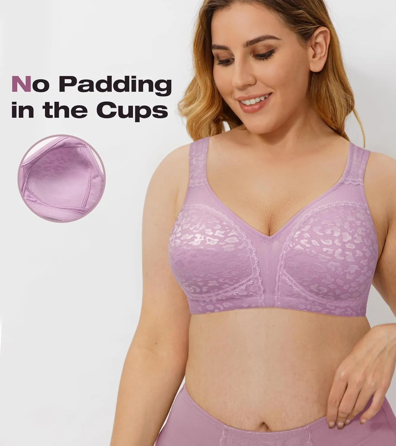 Wingslove Women's Wireless Minimizer Bra Plus Size Non-Padded Soft Full Figure Bra