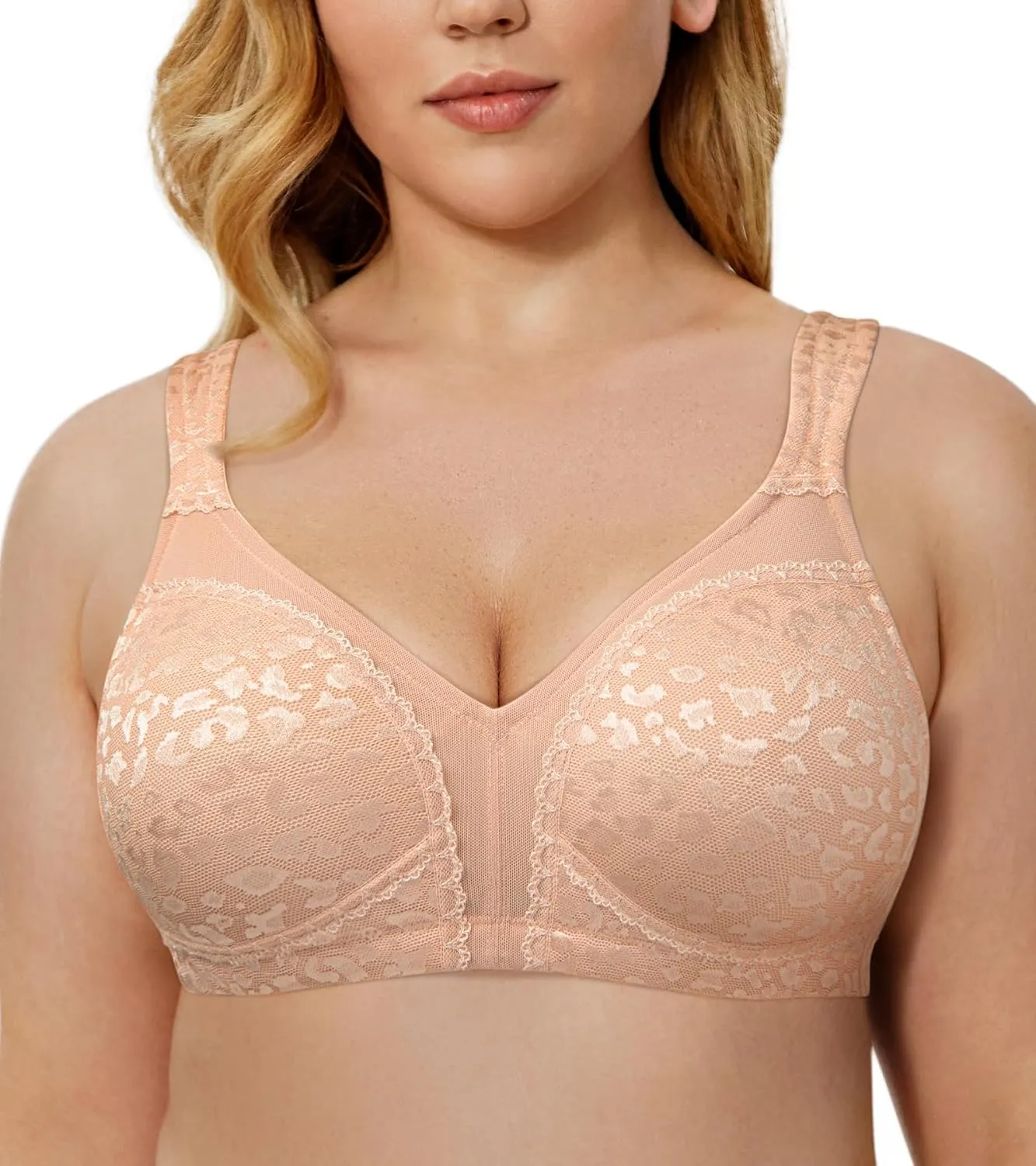 Wingslove Women's Wireless Minimizer Bra Plus Size Non-Padded Soft Full Figure Bra