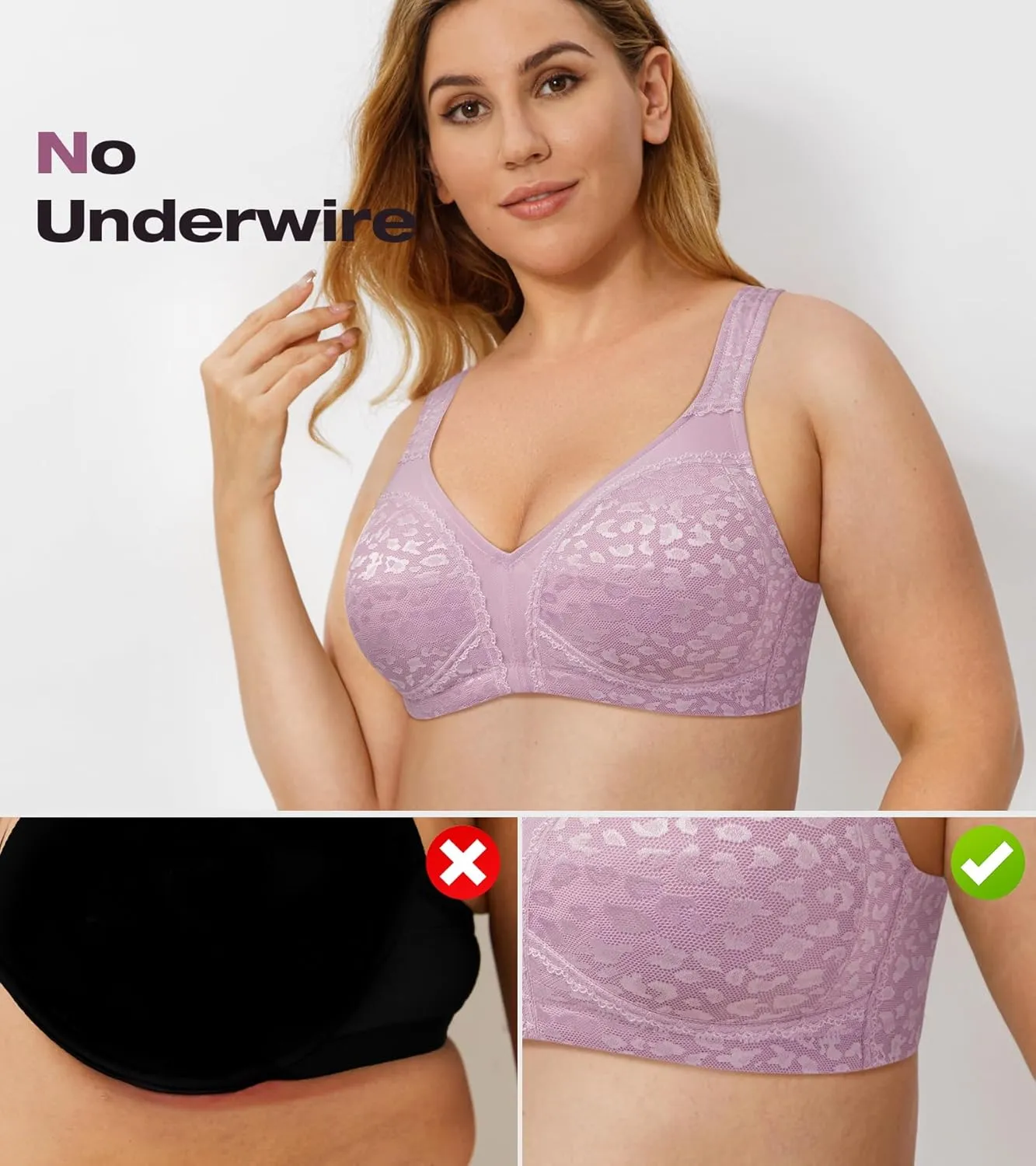 Wingslove Women's Wireless Minimizer Bra Plus Size Non-Padded Soft Full Figure Bra