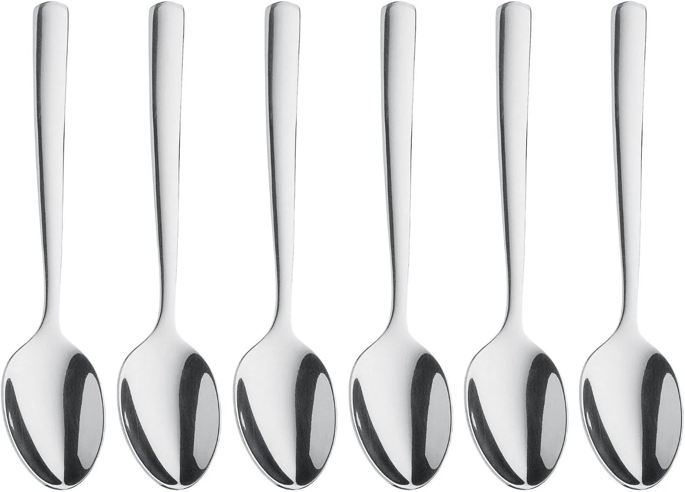 WMF Boston Espresso Spoons Set of 6, 10.8 cm, Polished Cromargan Stainless Steel, Glossy, Dishwasher Safe