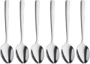 WMF Boston Espresso Spoons Set of 6, 10.8 cm, Polished Cromargan Stainless Steel, Glossy, Dishwasher Safe